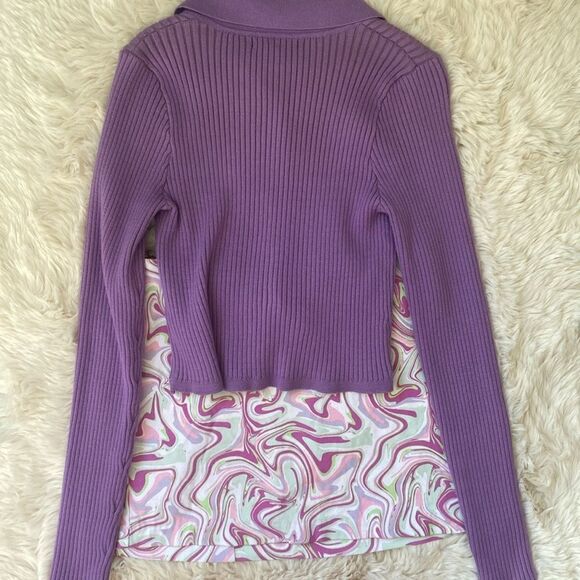 Forever 21 Purple Cropped Chunky Ribbed Cardigan - Picture 6 of 7